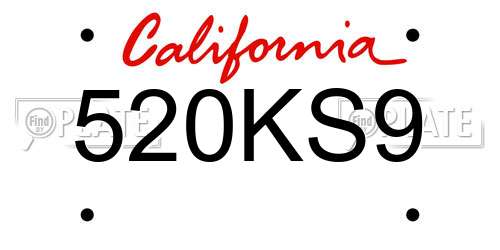 520KS9 California License Plate