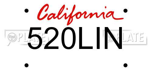 520LIN California License Plate