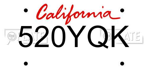 520YQK California License Plate