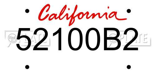 52100B2 California License Plate