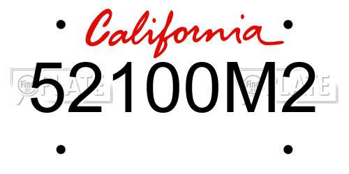 52100M2 California License Plate