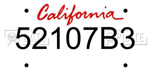 52107B3 California License Plate