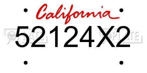 52124X2 California License Plate