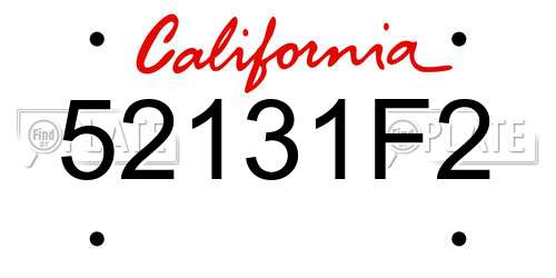 52131F2 California License Plate
