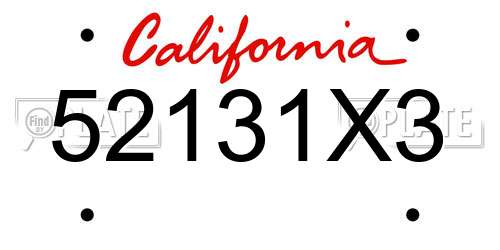 52131X3 California License Plate
