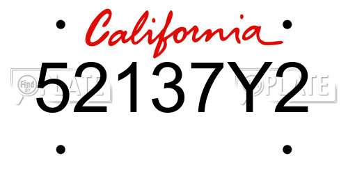 52137Y2 California License Plate