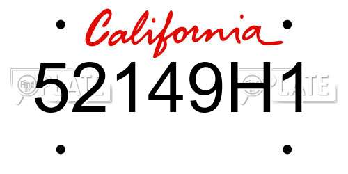 52149H1 California License Plate
