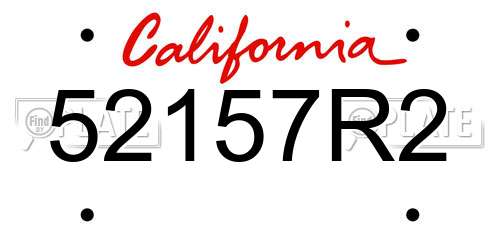 52157R2 California License Plate