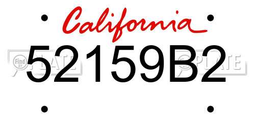 52159B2 California License Plate
