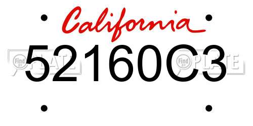 52160C3 California License Plate