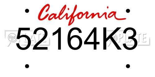 52164K3 California License Plate
