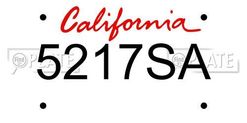 5217SA California License Plate