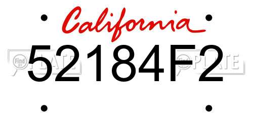 52184F2 California License Plate