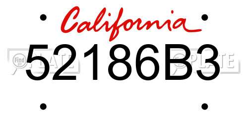 52186B3 California License Plate