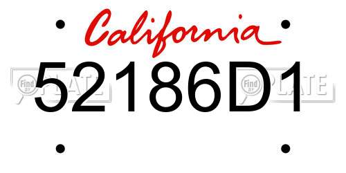 52186D1 California License Plate