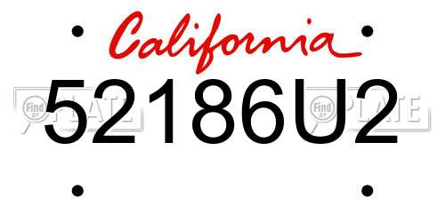 52186U2 California License Plate