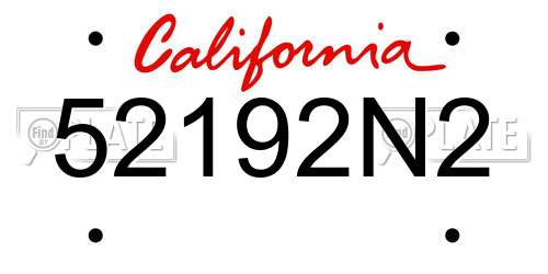 52192N2 California License Plate