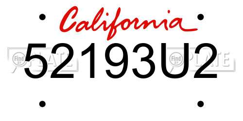 52193U2 California License Plate
