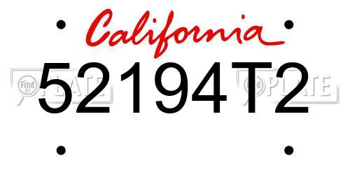 52194T2 California License Plate