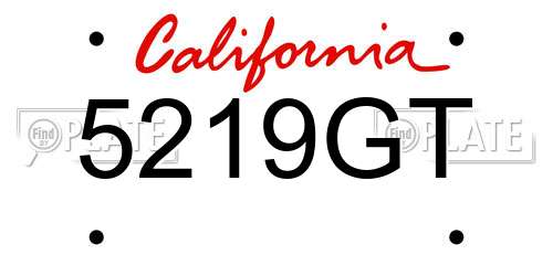 5219GT California License Plate