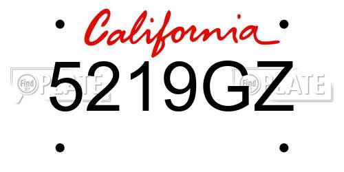 5219GZ California License Plate