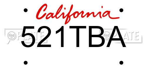 521TBA California License Plate