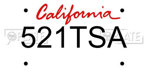 521TSA California License Plate