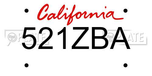 521ZBA California License Plate