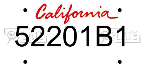 52201B1 California License Plate