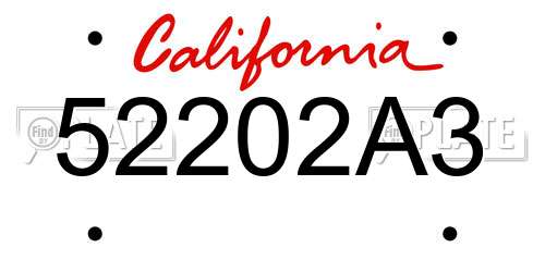 52202A3 California License Plate