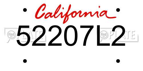 52207L2 California License Plate