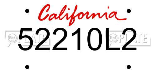 52210L2 California License Plate