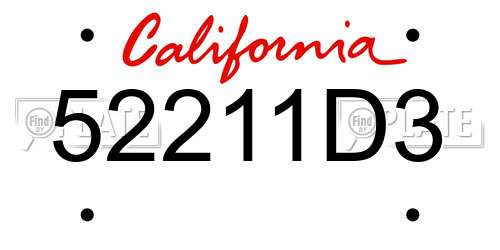 52211D3 California License Plate