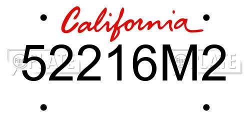 52216M2 California License Plate