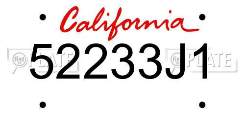 52233J1 California License Plate