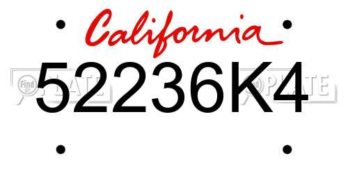 52236K4 California License Plate