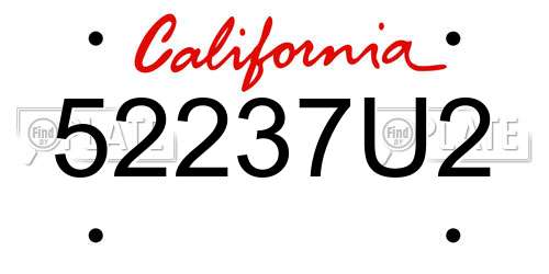 52237U2 California License Plate