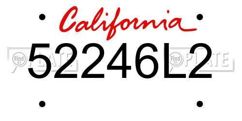 52246L2 California License Plate