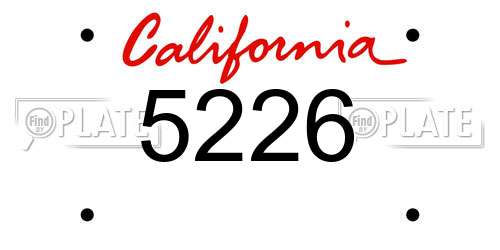 5226 California License Plate