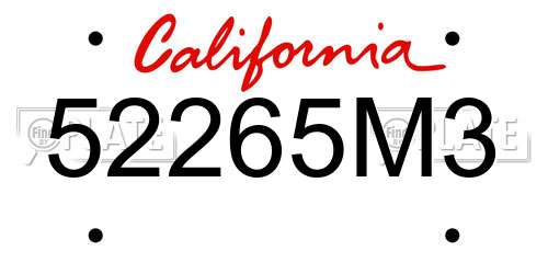 52265M3 California License Plate