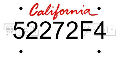52272F4 California License Plate