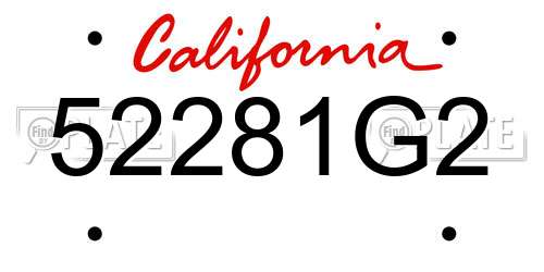 52281G2 California License Plate