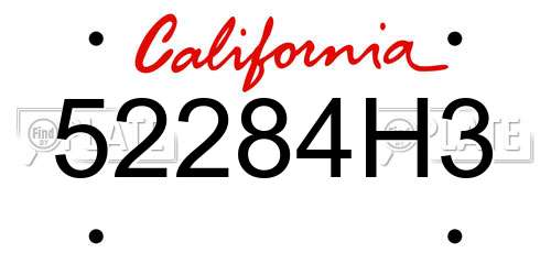 52284H3 California License Plate