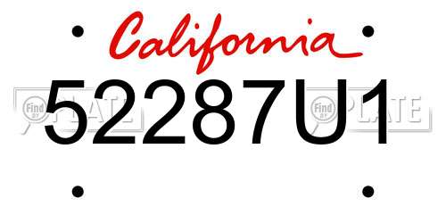 52287U1 California License Plate