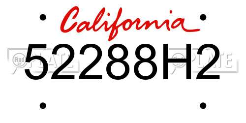 52288H2 California License Plate