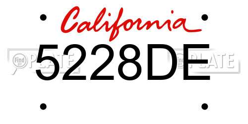 5228DE California License Plate