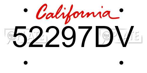 52297DV California License Plate