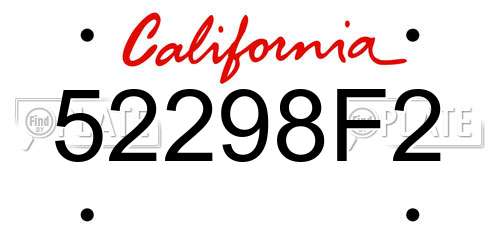 52298F2 California License Plate