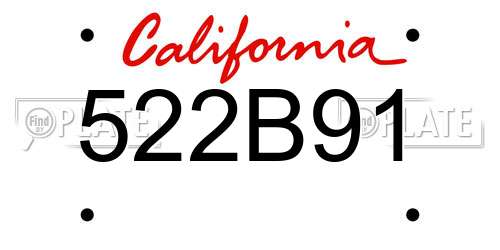 522B91 California License Plate
