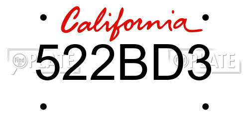 522BD3 California License Plate